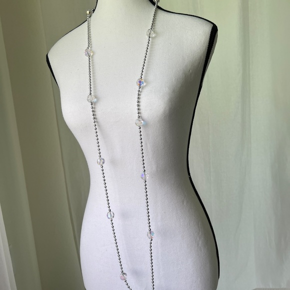 Vintage Stuart Freeman NYC Necklace 54" Ball Chain AB Lucite Beads 1980s - Picture 6 of 16